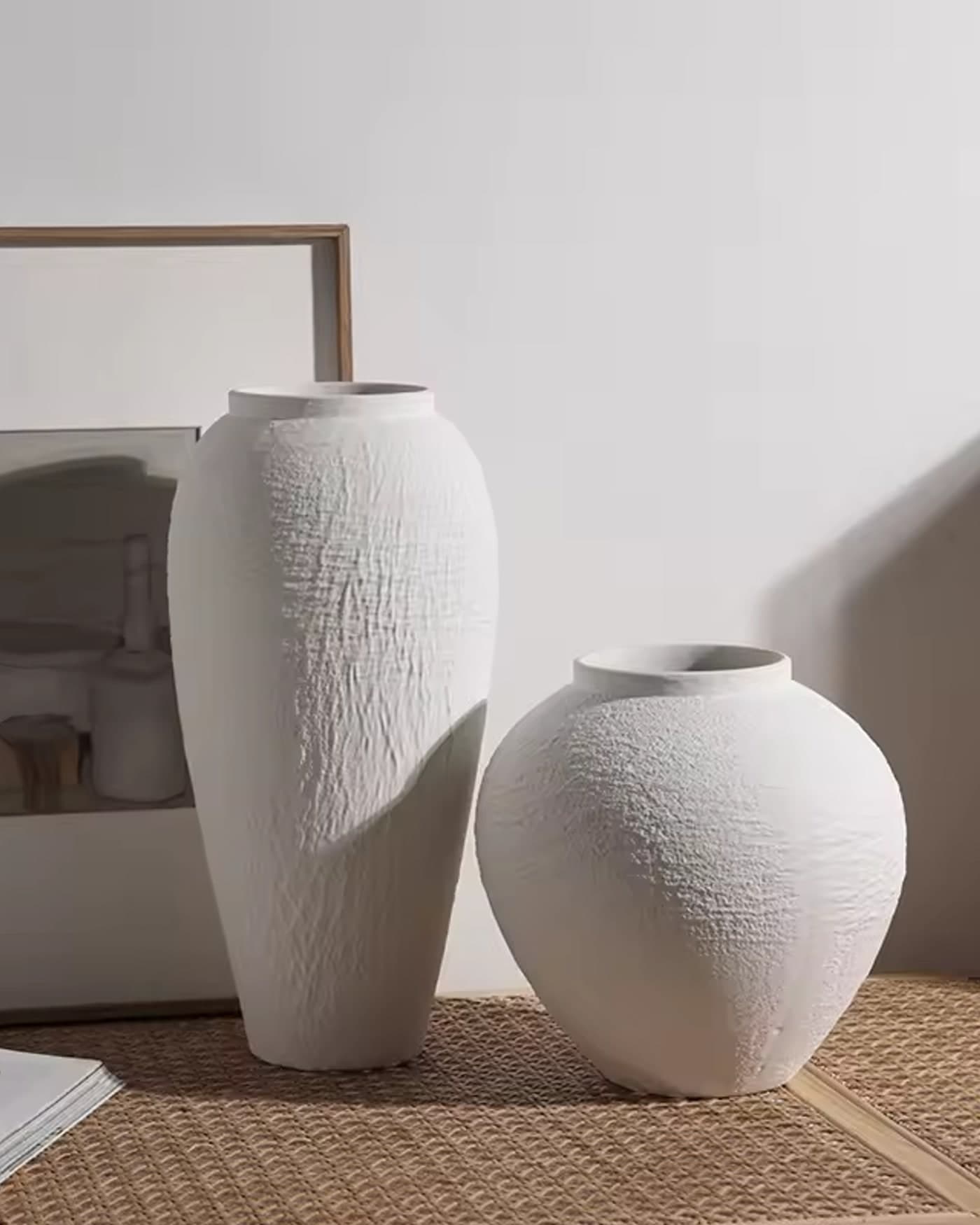 Textured White Ceramic Vase