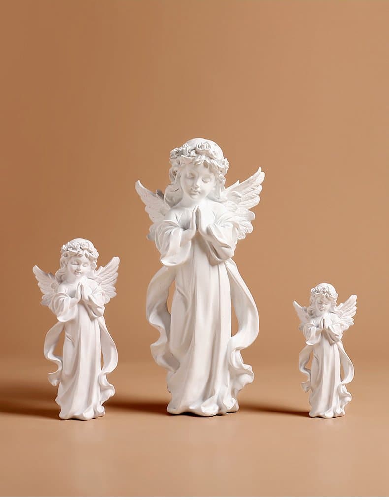 Praying Angel Stone Statue – side detail