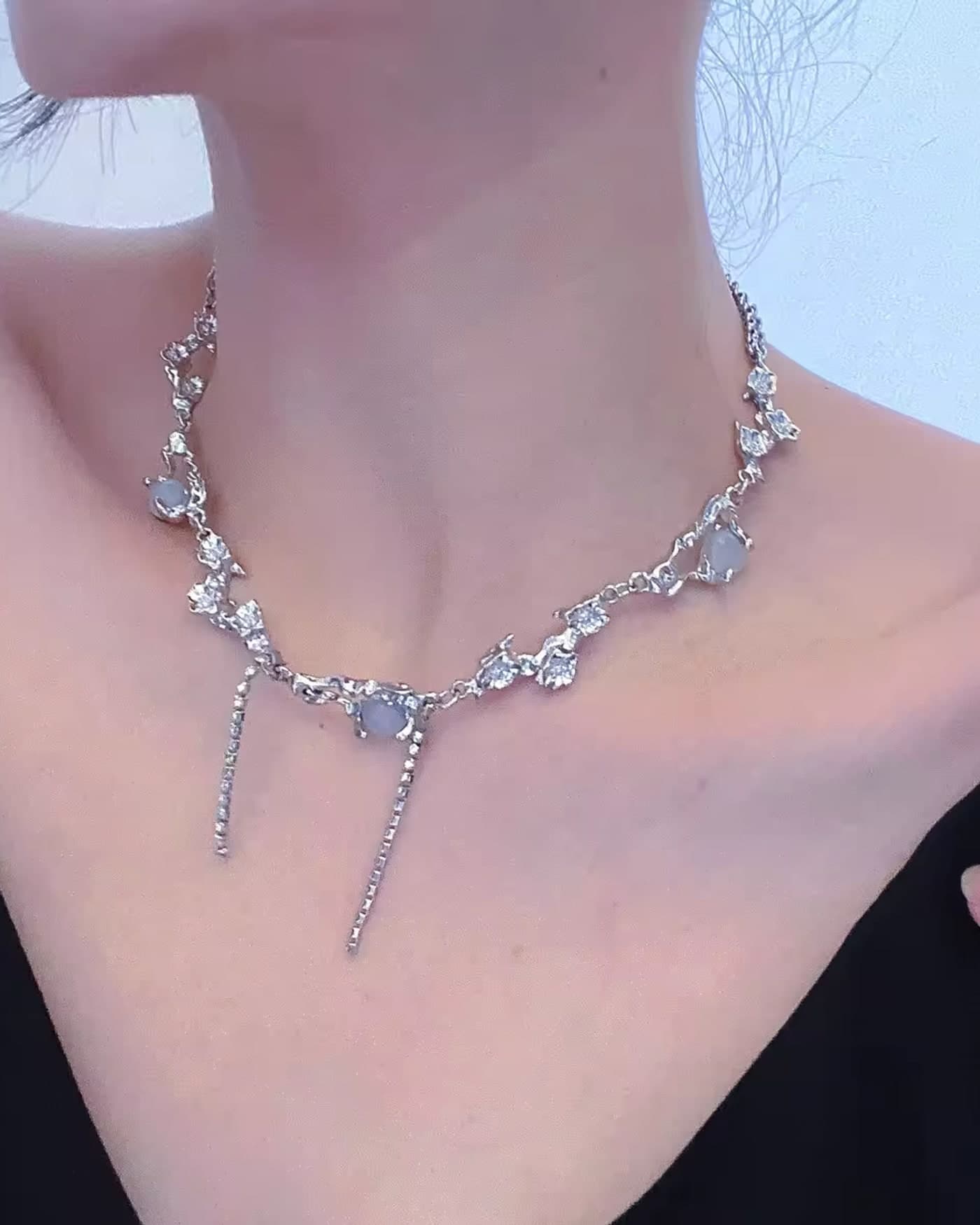 Silver Moonstone Layered Necklace