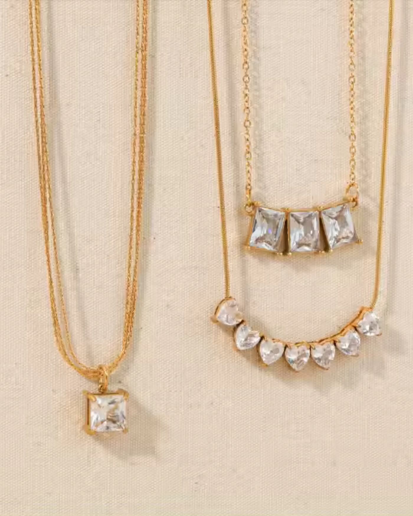 Gold-Tone Crystal Inlay Necklace